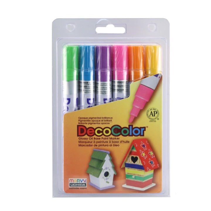 Marvy Uchida® DecoColor® Paint Markers, Broad Tip, 300-S, Retro Colors, Set of 6