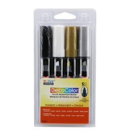 Marvy Uchida® DecoColor® Acrylic Paint Markers, 315-S, Chisel Tip, Classic Colors, Set of 4