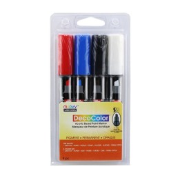 Marvy Uchida® DecoColor® Acrylic Paint Markers, 315-S, Chisel Tip, Basic Colors, Set of 4