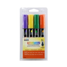 Marvy Uchida® DecoColor® Acrylic Paint Markers, 315-S, Chisel Tip, Festive Colors, Set of 4