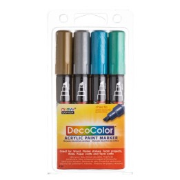 Marvy Uchida® DecoColor® Acrylic Paint Markers, 315-S, Chisel Tip, Metallic Colors, Set of 4
