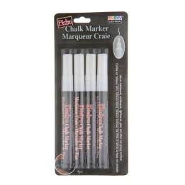 Marvy Uchida® Bistro Chalk Markers, 482-4W, Fine Tip, White, Set of 4