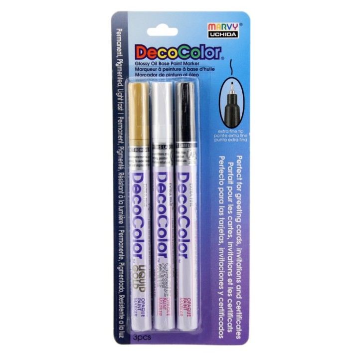 Marvy Uchida® DecoColor® Paint Markers, Extra Fine Tip, 1234-3B, Classic Colors, Set of 3