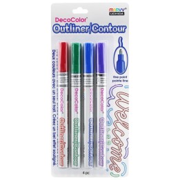 Marvy Uchida® DecoColor® Outliner Oil-Based Fine Point Marker, Pack o f 4