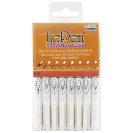 Marvy Uchida® Le Pen® Drawing Pens, Black, Assorted Sizes, Set of 8