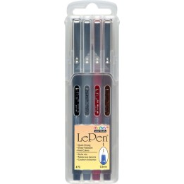 Marvy Uchida® Le Pen® Drawing Pens, Dark Colors, 0.3 mm Tip, Set of 4