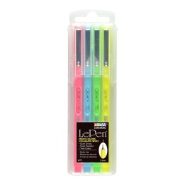 Marvy Uchida® Le Pen® Drawing Pens, Neon Colors, 0.3 mm Tip, Set of 4