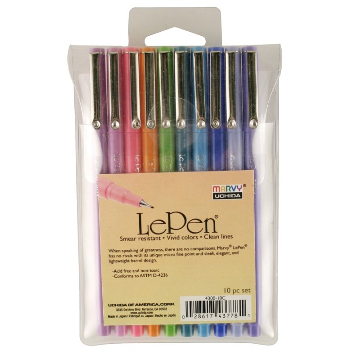 Marvy Uchida® LePen® Micro-Fine Point Pen, Bright, 10 Colors