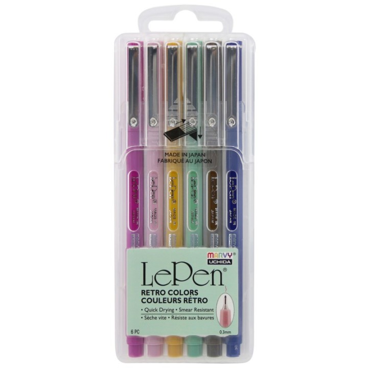 Marvy Uchida® LePen® Micro-Fine Point Pen, Retro, 6 Colors