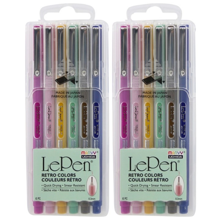 Marvy Uchida® LePen® Micro-Fine Point Pen, Retro, 6 Per Pack, 2 Packs