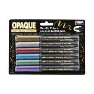 Marvy Uchida® Opaque Brush Markers, Metallic Colors, Pack of 6