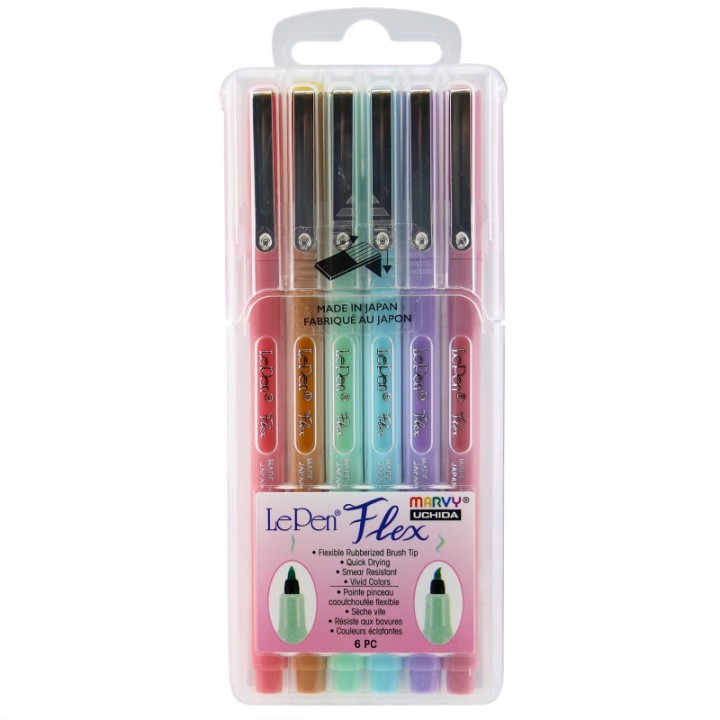 Marvy Uchida® Le Pen® Flex Brush Tip Pens, Retro Colors, Set of 6