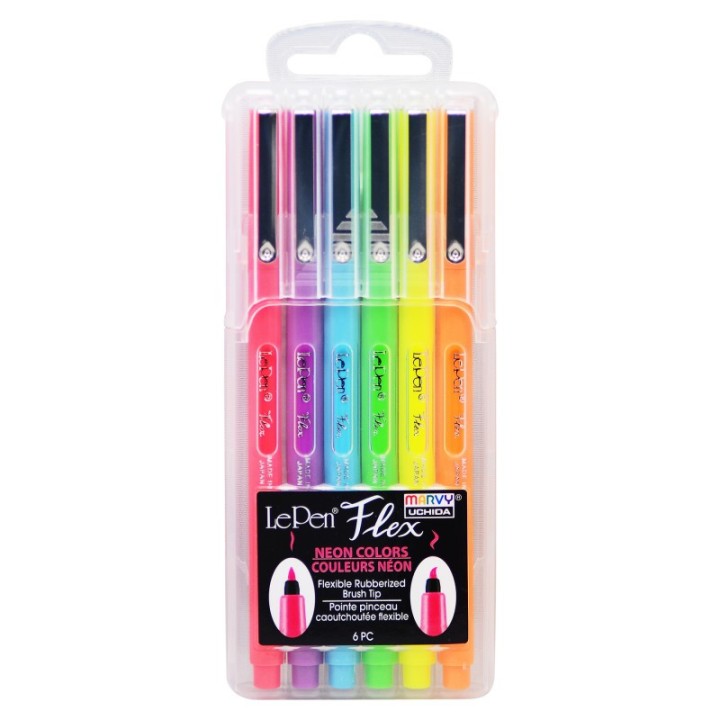 Marvy Uchida® LePen® Flex, 6 Neon Colors