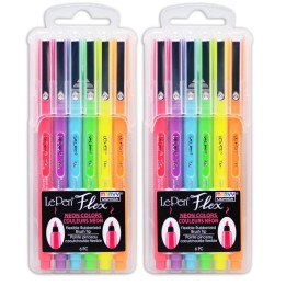 Marvy Uchida® LePen® Flex, 6 Neon Colors Per Pack, 2 Packs