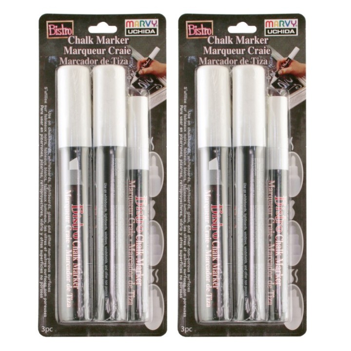 Marvy Uchida® Bistro Chalk Marker Combo Set, 3 Per Set, 2 Sets