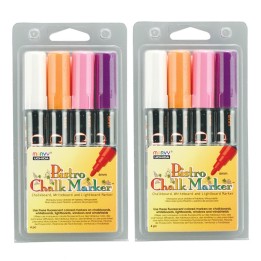 Marvy Uchida® Broad Point Chalk Marker Broad Tip Set 4B, Fluorescent Colors, 4 Per Pack, 2 Packs