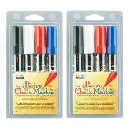 Marvy Uchida® Broad Point Chalk Marker Broad Tip Set 4C, Basic Colors, 4 Per Pack, 2 Packs