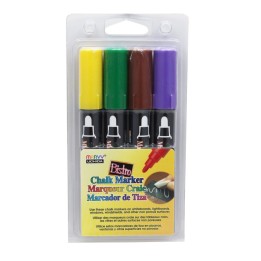 Marvy Uchida® Broad Point Chalk Marker Broad Tip Set 4D, Brown, Green, Yellow, Violet