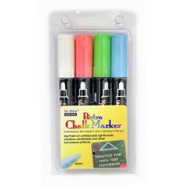 Marvy Uchida® Broad Point Chalk Marker Broad Tip Set 4ED, Fluorescent Red, Blue, Green, White