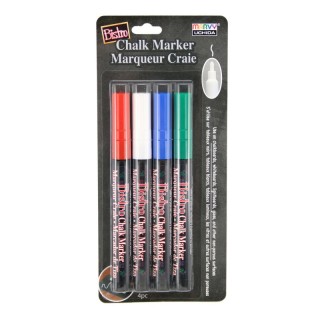 Marvy Uchida® Bistro Chalk Markers, Fine Tip, 4-Color Set, Red, Green, Blue, White