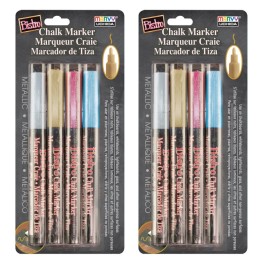 Marvy Uchida® Bistro Chalk Marker Fine Tip Set 4M, Metallic Colors, 4 Per Pack, 2 Packs