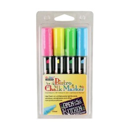 Marvy Uchida® Broad Point Chalk Marker Chisel Tip Set 4H, Fluorescent Colors, Pack of 4