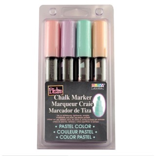 Marvy Uchida® Bistro Chalk Markers, Chisel Tip 4-Color Set, Blush Pink, Peppermint, Pastel Peach, Pale Violet