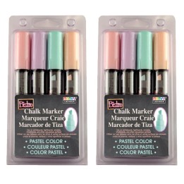 Marvy Uchida® Bistro Chalk Markers, Chisel Tip 4-Color Set, Blush Pink, Peppermint, Pastel Peach, Pale Violet, 2 Sets