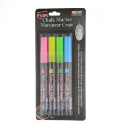 Marvy Uchida® Bistro Chalk Markers, Extra Fine Tip 4-Color Set, Fluorescent Pink, Blue, Green, Yellow