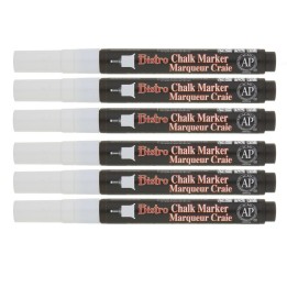 Marvy Uchida® Bistro Single White Marker, Extra Fine Tip, Pack of 6