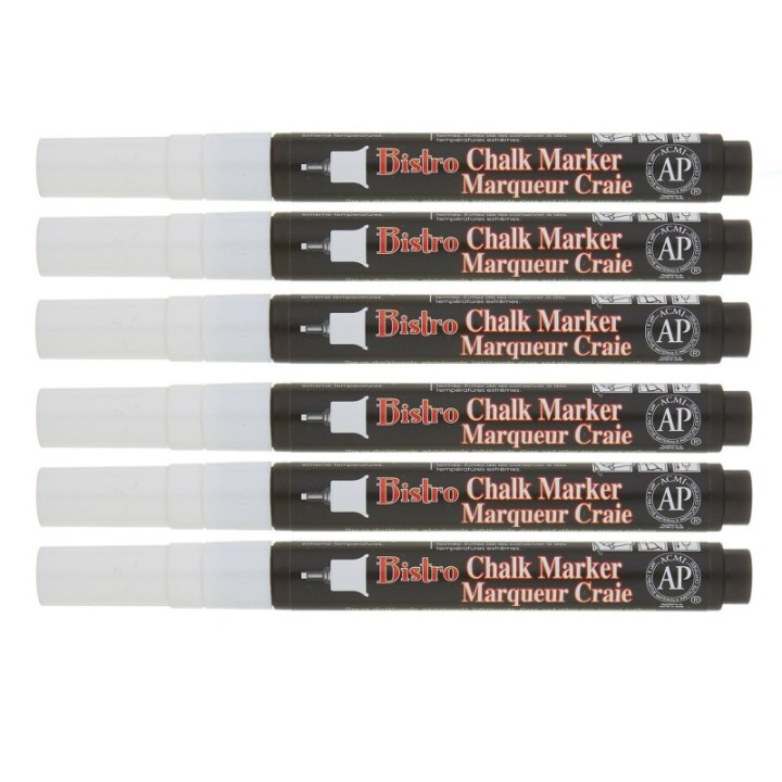 Marvy Uchida® Bistro Single White Marker, Extra Fine Tip, Pack of 6