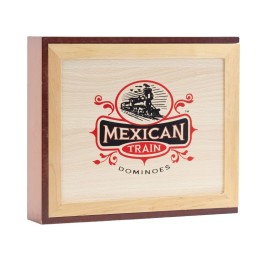 University Games Mexican Train Dominoes in Wooden Case
