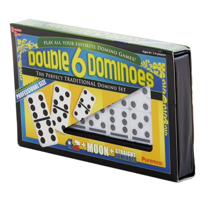 University Games Double 6 Black Dot Dominoes