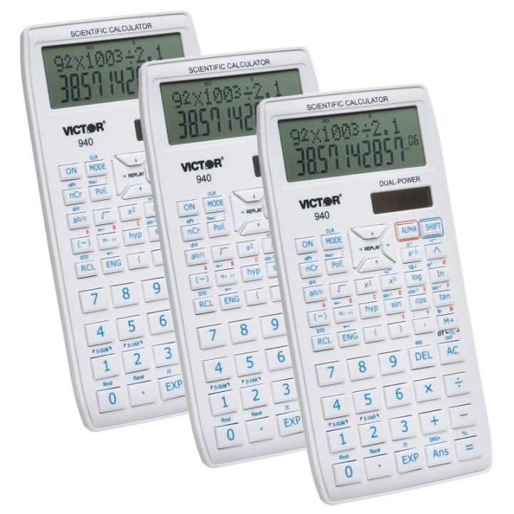 Victor Scientific Calculator with 2 Line Display, Pack of 3