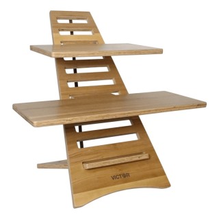 Victor Acacia Wood Standing Desk For Laptops, Two Tiers