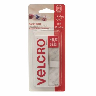VELCRO® Sticky Back Tape, White, 18" x 3/4"