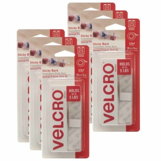 VELCRO® Sticky Back Tape, White, 18" x 3/4", 6 Rolls