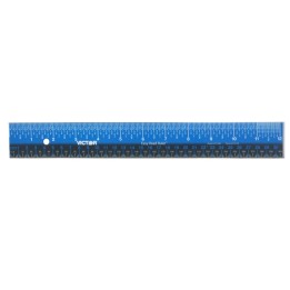 Victor Easy Read™ Ruler, Stainless Steel, Blue/Black, 12"