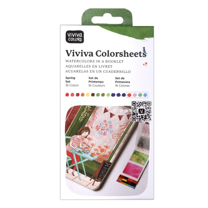 Viviva Watercolor Paint Colorsheets, 16 Spring Colors