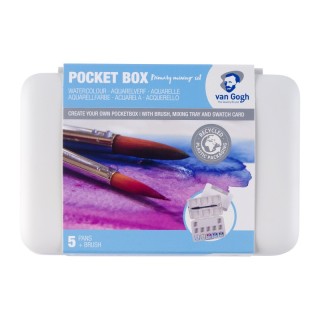 Van Gogh Watercolor Pocket Box, Primary Mixing Set, 5 Half Pan Colors & 7 Empty Spaces