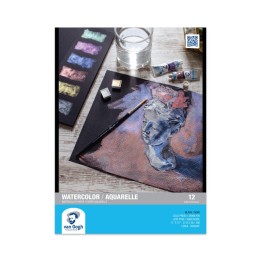 Van Gogh Watercolor Paper Pad, 140lbs, Black, Cold Press, 11" x 15", 12 Sheets