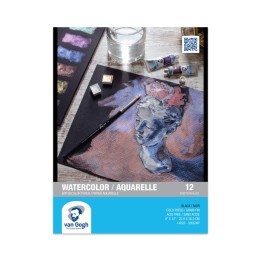 Van Gogh Watercolor Paper Pad, 140lbs, Black, Cold Press, 9" x 12", 12 Sheets