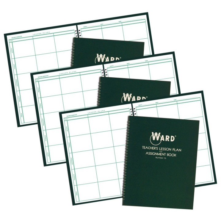 WARD® Teacher Lesson Plan/Assignment Book, 6 Period, 44 Weeks, Pack of 3