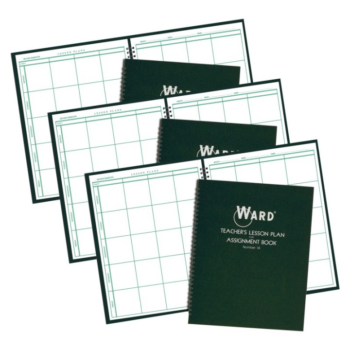 WARD® Teacher Lesson Plan/Assignment Book, 8 Period, 44 Weeks, Pack of 3