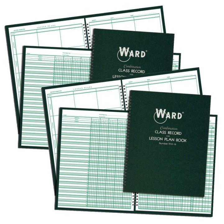 WARD® Combination 9-10 Week Class Record + 6 Period Lesson Plan Book, Pack of 2
