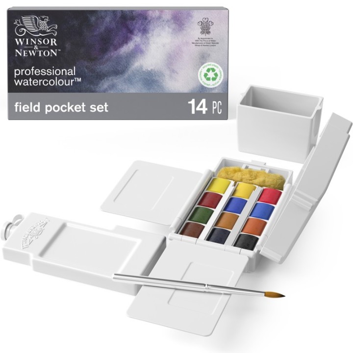 Winsor & Newton Professional Watercolors, Field Pocket Set, 12 Colors