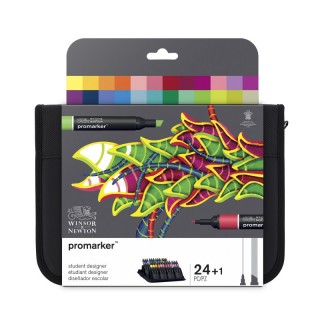 Winsor & Newton Promarker™ Student Designer Zipper Wallet, Strong Colors, Set of 24