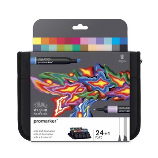 Winsor & Newton Promarker™ Arts & Illustration Zipper Wallet, Assorted Colors, Set of 24