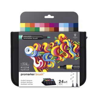 Winsor & Newton Promarker™ Brush Student Designer Zipper Wallet, Assorted Colors, Set of 24
