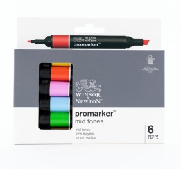 Winsor & Newton Promarker™, Mid Tones, Set of 6